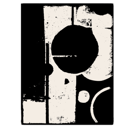 Dwustronny koc geometryczny LINDO czarno-ecru - strona z czarnym kołem